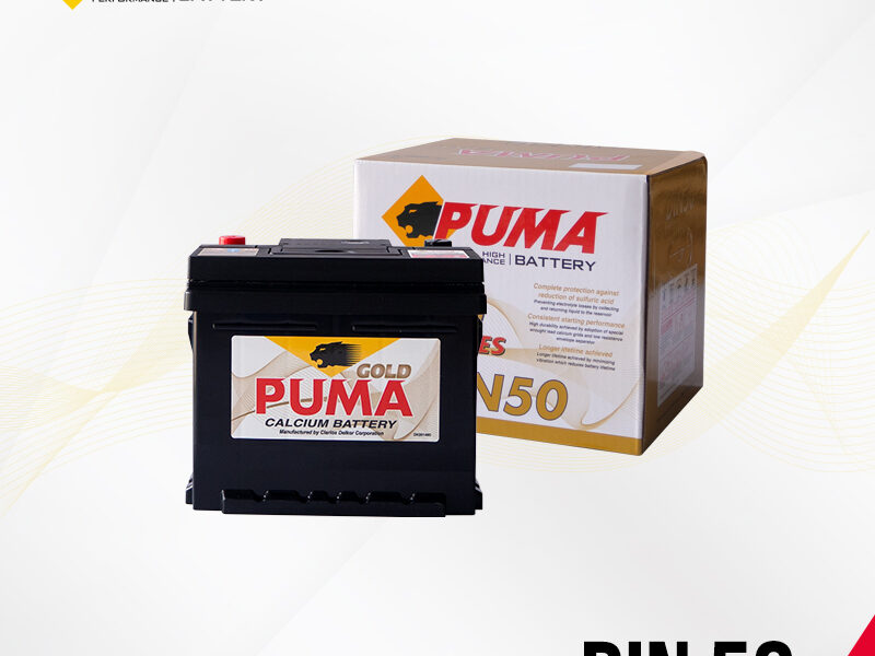 แบตเตอรี่รถยนต์ PUMA รุ่น DIN50 (55016) setbox